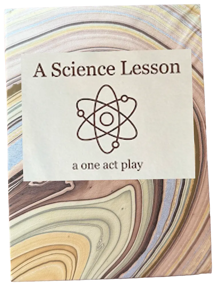 A custom bound book labeled “A Science Lesson.”
