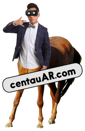 A centaur in a blazer wearing a VR headset
